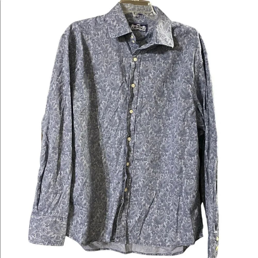 R&G Robert Graham vintage blue chambray paisley sz XL